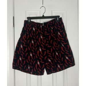 Tabasco Mens Bathing Suit Bottoms‎ Black Red Peppers Large New